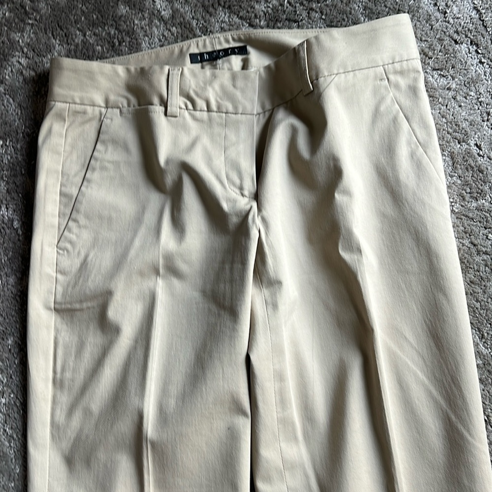 Theory khaki tan pants size 4